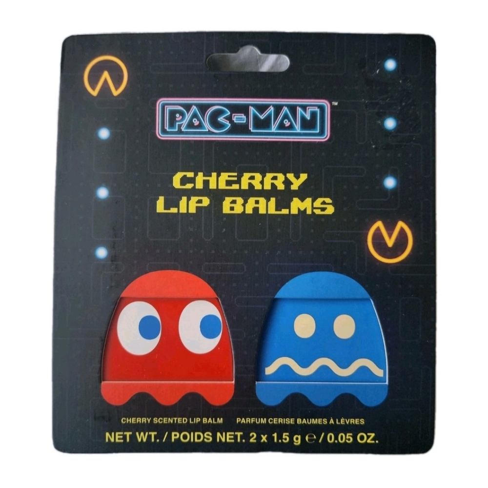 PAC-MAN Red & Blue Ghost Cherry Scented Lip Balms, Set of 2